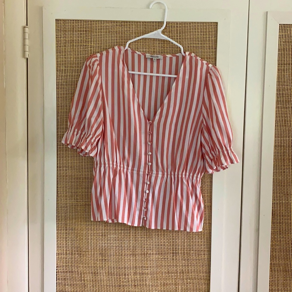 Peplum striped button up
